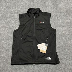 The North Face Vest Mens Medium Black Softshell Windbreaker Full Zip PDS Logo